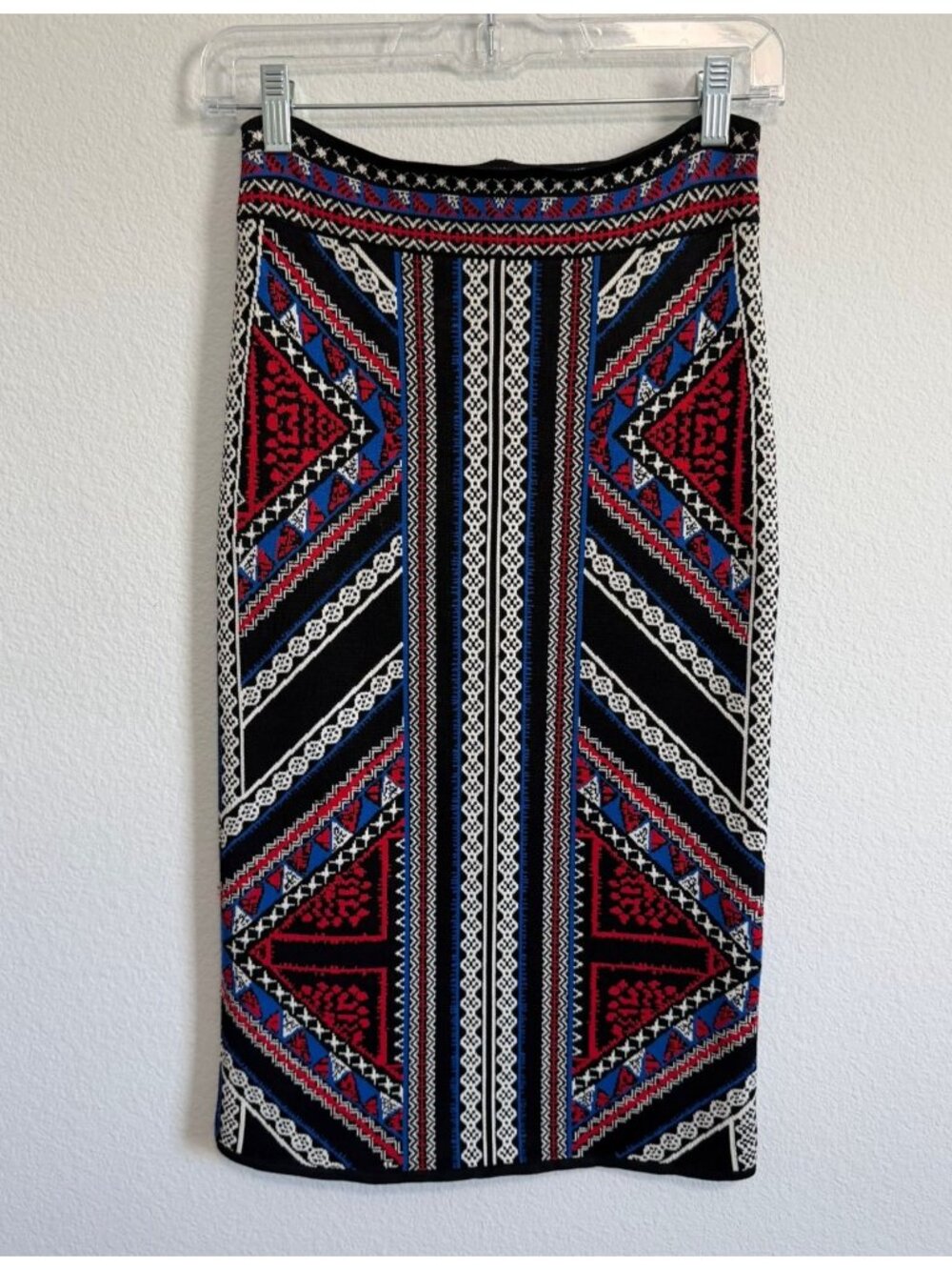 BCB6MAXAZRIA Multicolor Geo Stretch Bandage Skirt Women's Size S - Picture 2 of 7